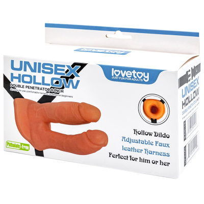 Двойной полый страпон Lovetoy Unisex Hollow 12.5*4, 13.5*3 см